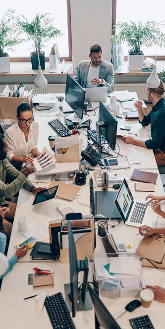 Business team working around a table