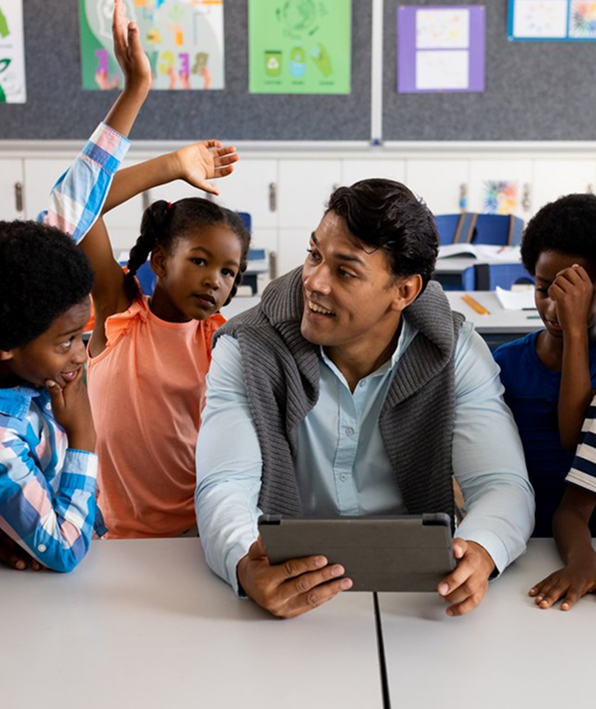 Teacher with children