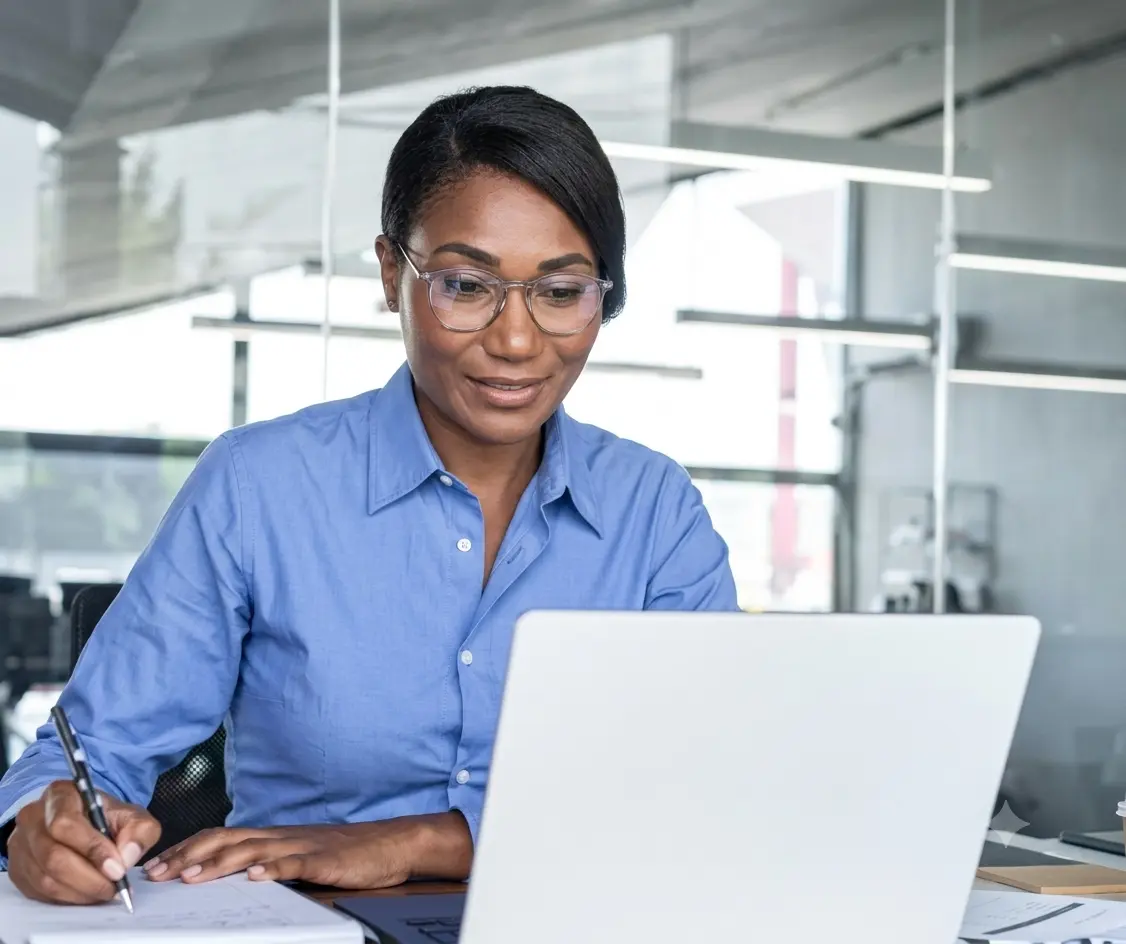 Team member working on laptop